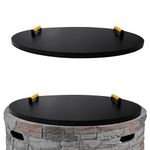 Simond Store - Fire Pit Lid 38" - Rust Resistant Powder Coated 16 Gauge Thick Carbon Steel Firepit Cover Round with 2 Convenient Wooden Handles - Compatible for Firepits Inside Dia Up to 36"