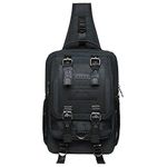 KAUKKO Canvas Messenger Bag Cross Body Shoulder Sling Backpack Travel Hiking Chest Bag, 252-1-black, One Size, Leisure