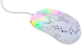 XTRFY MZ1, Ultra-Light Wired Gaming Mouse, Cutting-Edge Pixart 3389 Sensor, Unique Shape for Optimum Aim, Adjustable RGB Lighting, White Rail Edition