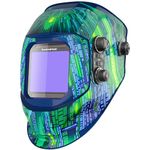 ARCCAPTAIN 3.94"X3.66" Large Viewing Screen Welding Helmet True Color Auto Darkening Welding Hood, Solar Powered 4 Arc Sensor, Wide Shade 4-5/5-9/9-13 for ARC TIG MIG Welding Mask(Cyber City Design)