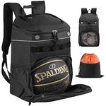 TRAILKICKER Basketball Bag Backpack for Men Basketball Stuff Soccer Bag Backpack Sports Backpack Equipment Bag for Volleyball Gym Backpack with Ball Compartment black