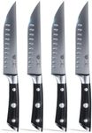 DALSTRONG Steak Knives 4-Piece Set - 5" - Straight-Edge Blade - Gladiator Series Elite - Forged German High-Carbon Steel - Black G10 Handle - Sheaths Included - NSF Certified