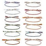 RHQFDM 12 Pcs Friendship Bracelet Adjustable Handmade Braided Bracelets Boho Bracelets Friend Bracelet Wrist Cord Anklets for Kids Girls Birthday Christmas Valentine Thanksgiving Favors