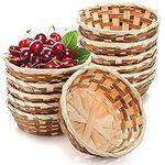 Nicunom 12 Pack Round Gift Baskets, Bamboo Small Bread & Fruit Baskets, 17cm Woven Bread Roll Baskets, Food Serving Baskets, Food Storage Basket for Kitchen Restaurant Display Decor