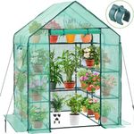 Greenhouse for Outdoors with Screen Windows, Ohuhu Upgraded 3 Tiers 11 Shelves Walk-in Greenhouses with Durable PE Cover, Outside Garden Plastic Green House with Ground Pegs & Ropes for Stability