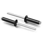 3/16" x 1/4" Aluminum Blind Rivets Black, 4.8mm x 6mm Pop Rivet, Aluminum Grip Steel Mandrel, 100 PCS