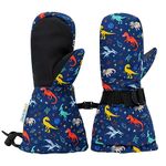 JAN & JUL Toddler Warm Ski Gloves for Winter Waterproof (Space Dinos, M: 4-6 Years)