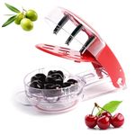 Cherry Pitter Tool Pit Remover, Olive Pitter Quick Push Pull 6 Hole Seed, Multi-Function Cherry Pitters Core Remover Portable Saving Lock Design Corer Kitchen Depitter Tool - Red