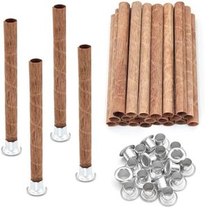SWIGRANCE 20 Set Wood Spiral Candle Wicks 4x0.32inch / 100x8mm, Wood Wick Tube with Iron Stands for Candle Making, Natural Round Wooden Wick Core Handmade Candles Supplies