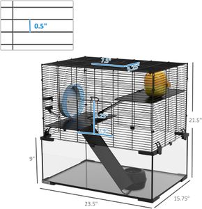 PawHut 3-Tier Hamster Cage – Spacious Small Pet Habitat