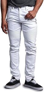 G-Style USA Men's Coated Biker Jeans Jeans - DL1030 - White - 28/30 - DNM