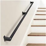 SDNBHT Industrial Stair Railing Metal Hand Rails for Indoor Stairs Wall Mount Staircase Handrails 1.25" Pipe Stair Handrail for Steps Black Aluminum Stairway Railing for Outdoor & Indoor Stairs 8ft