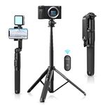 ULANZI SK-03 Selfie Stick Tripod, 64" Professional Stable Phone Tripod Stand for Smartphone/Camera/Gopro, 3 in 1 Extendable Phone Tripod with Detachable Remote for Travel Selfies Video Recording Vlog