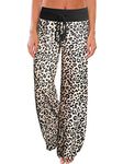 Famulily Women Leopard Print Pyjama Bottoms Loose Fit Trousers Wide Leg Lounge Pants Khaki L