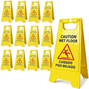 12-Pack 24" Caution Wet Floor Signs, Bilingual Foldable Floor Sign