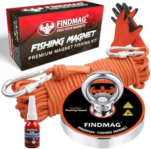 FINDMAG 1000 LBS Pulling Force Magnet Fishing Kit Fishing Magnets with Rope, Premum Kit for Retrieving in River and Magnet Fishing - 3.54 inch (90 mm) Diameter