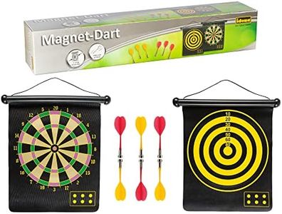 Idena 40462 Dart Game with 2 Dart Boards and 6 Magnetic Arrows, 2 Sides for Indoor and Outdoor Use