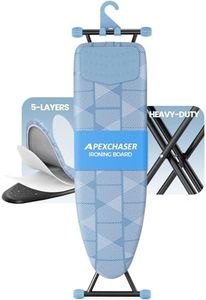 APEXCHASER Ironing Board with Iron Rest, Compact and Space Saver Iron Board, Extra Thick Cover, Height Adjustable, Wall Mount & Closet Hanger 13x43 Blue