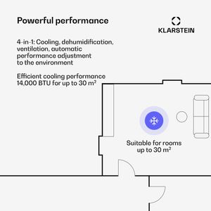 Klarstein AireLux Portable Air Conditioner 14,000 BTU – Smart App, 4-in-1, Quiet, Dark Grey