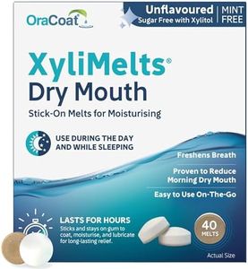 XyliMelts Dry Mouth Relief Discs Flavour Free (40 Count) – Xylitol Oral Adhering Tablets for Day or Night, Long-Lasting Dry Mouth Relief & Saliva Support