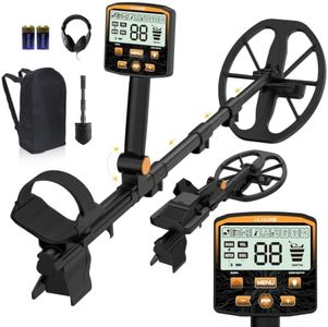 ULHUND Metal Detector for Adults, Professional Foldable Waterproof Metal Detector with 11" IP68 DD Coil, Internal Coil Design, Backlit LCD Target ID, 12.8" Deep Search Gold Detector for Beach & Yard