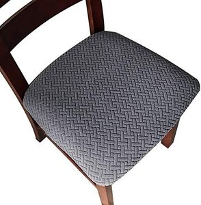 Genina Seat Covers for Dining Room Chair Seat Slipcovers Kitchen Chair Covers (Dark Gray, 6 Pcs)
