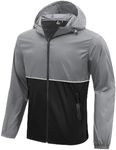 ZITY Men's Rain Jacket Waterproof with Hood Lightweight Raincoat for Golf Hiking Camping Cycling Grey/Black XXXL