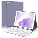 KVAGO iPad Keyboard Case 9.7 inch, Compatible with iPad Pro 9.7 inch 6th, 5th Generation, iPad Air 2,iPad Air, Protective Folio Cover with Wireless Bluetooth Keyboard, Purple