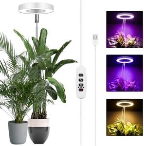 Ainiv Grow Lights for Indoor Plants, 72 LEDs Full Spectrum, Height Adjustable,Three Lighting Spectra for Small Plants,10 Dimmable Brightness 180° Rotatable with Auto On/Off Timer 3/9/12H