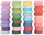 Songdao 48 Rolls Solid Colors Washi Tape Pack Pastel Colored Arts Adhesive Tapes Basic Decorative Masking Tape Sets for Craft, Kids, Scrapbook, DIY, Gift Wrapping (Cool)