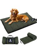 OneTigris Dog Bed Travel Large, Portable Dog Bed Camping Dog Bed for Washable Durable Oxford Portable Dog Sleeping Mats for Car Crate Sofa also For Indoor Outdoor Camping Travel Green