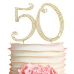 50 Gold Cake Topper | Premium Sparkly Crystal Rhinestones | 50th Birthday or Anniversary Party Decoration Ideas | Perfect Keepsake (50 Gold)