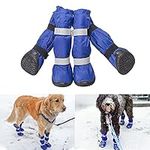 Namsan Long-Legged Dog Boots Outdoor Knee High Waterproof Anti-Slip Boots with Reflective Strips Warm Doggy Shoes Avoid Frostbite Dog Paws, Blue X-Small