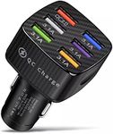 6 Ports Universal USB Car Charger Adapter, LED Light, Quick Charge 3.0 Car Cigarette Adapter Socket Multi Plug For Smart Phones, iPhone, Tablet, Power Bank, Samsung, Huawei