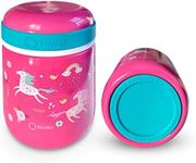 Kids Thermos for Hot Food Soup Lunch, Insulated Stainless Steel Wide Mouth Jar, Container for Girls Toddlers Day Care Pre-School, Leakproof Easy Grip Thermal Vacuum Seal 10 oz 300 ML Pink Teal Unicorn