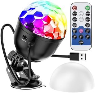 Mini Disco Ball with RGB and White Light for Party and Home, Sound Activated Light with Remote Control, Suction Base and Lampshade, 16-Color Stage DJ Light for Birthday Halloween Christmas Decorations