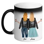 4GIFTSAKE Personalised Best Friend Magic Mug Black - Customised with Name - Soul Sisters Coffee Tea Ceramic Cup - Heat Reveal Technology - Custom Gift for Friend Mom Aunt