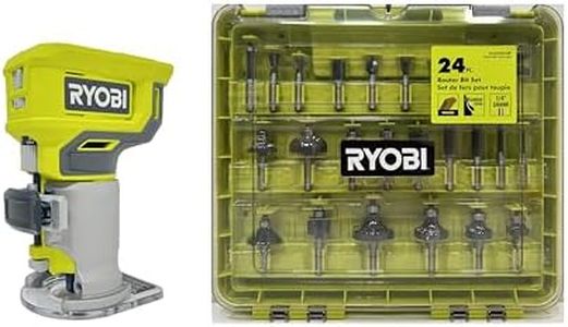 RYOBI ONE+ 18V Cordless Fixed Base Trim Router with 24-Piece Router Bit Set A252401 (Bulk Packaged)