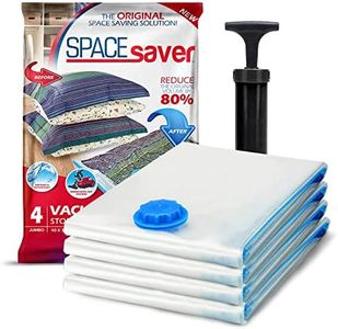 Spacesaver Premium Vacuum Storage Bags with 80% More Storage - Includes Hand-Pump for Travel - Double-Zip Seal and Triple Seal Turbo-Valve for Max Space Saving - Jumbo 4 Pack