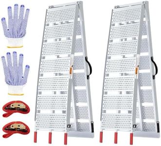 Octarga 7.5FT Aluminum Loading Ramps for Pickup Trucks, 1580 lbs Capacity, Heavy Duty Truck Ramps with 2 Handles & Safety Straps, Portable Trailer Ramp for ATV/UTV, Lawn Mower, Dirt Bike, 2-Pack