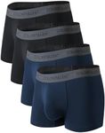 COLORFULLEAF Men’s Trunks Underwear Short Leg Boxer Briefs Soft Breathable Comfortable Men's Underwear 3 or 4 Pack, Z9_2navy&2black-no Fly