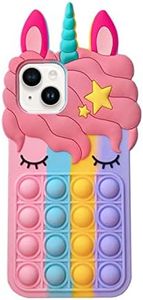 Asgens Pop Bubbles Case for iPhone 13, Cute Lovely Cartoon Unicorn Rainbow Pop Shockproof Silicone Soft Phone Case for Apple iPhone 13 6.1 inch