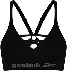 Reebok Women's Seamless Crop Bra in Black, Opaque, S