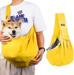 Gipoowaa Dog Carrier Sling, Cat Carrier Sling Hands Free Reversible Pet Carrier Sling Soft Pouch and Tote Design, Suitable for Outdoor Travel Puppy and Cats for Outdoor Travel (Yellow)