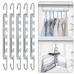 Sindax Space Saving Hangers for Closet Organizer - 5 Pack Expandable (12"-17") Shirt Organizer for Closet Space Saver Hangers for Clothes, 304 Stainless Steel Collapsible Hangers Load to 80Lb