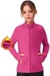 Zaclotre Girls Fleece Jacket with 4 Pockets Long Sleeve Zip Up Warm Athletic Winter Coat Kids Sweatshirt for 5-14 Y