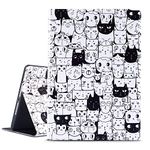 Vimorco Case for ipad 9.7 inch 5th/6th Generation 2017/2018, Protective ipad 9.7 Air 1/2 Gen Case, Slim Adjustable Multi-Angle Stand Cover, Auto Wake/Sleep, Black White Cat