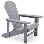 VonHaus Grey Adirondack Chair - Outdoor Fire Pit Chair for Garden, Terrace, Patio & Balcony - Water Resistant HDPE Slatted Style Firepit Chair & Garden Chair with Wide Armrests & Ergonomic Sloped Back