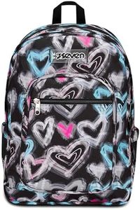 Seven Zaino Scuola Freethink, Nero Viola, Girl, Zaino Doppio Scomparto Con Supporto USB, Tasca Porta PC o Tablet e Tasca Porta Borraccia, Zaino Medie e Superiori, Bambina Ragazza