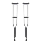 Vissco Astra Under Arm Crutch (Aluminium), Adjustable Height, Lightweight & Durable Walking Aid for Mobility Support, PVC Grip Handle with Elbow Support, for Men & Women (1 Pair) – Large (Grey)